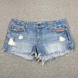 Y2K Aeropostale Micro Jean Shorts Size  9/10 Blue Medium Wash Cut Off Distressed